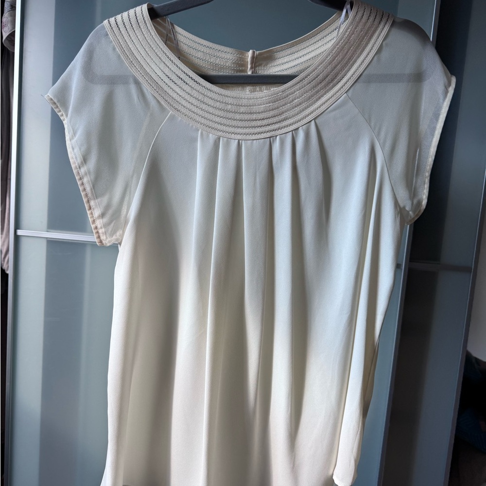 NWT Elegant Cream Ivory wide neck Women's blouse